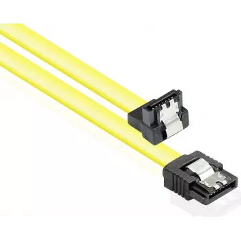 GoodConnections SATA 6 Gb/s-kabel med metallklämma, vinklad, 0,50 m, gul 5047-AW05Y
