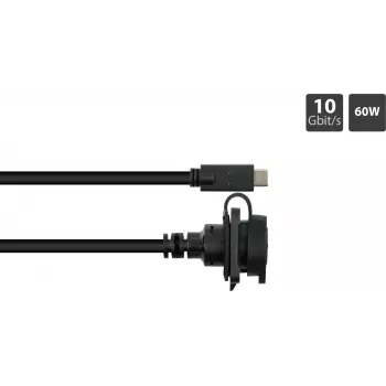 GoodConnections IC01-16U3102-010 S1 industriell USB-C-kabel, USB 3.2 Gen 2, kontakt till inbyggd honkontakt, M16, IP65/67, 1 m