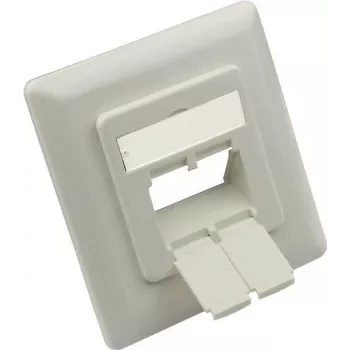GoodConnections centruminsats 50x50mm med täckram 80x80mm för nätverksuttag, signalvit RAL9003 (GC-N0155)