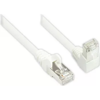 Good Connections 806W-003W Cat.6 S/FTP PiMF patchkabel, 250 MHz, RJ45, 90° nedåtvinklad, vit, 0,25 m