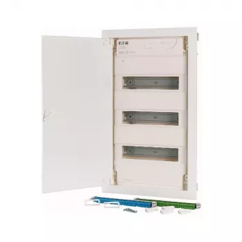 Eaton KLV-36HWP-F utanpåliggande fördelningsskåp, 3 rader, 36 moduler, genomskinlig dörr, vit 178810