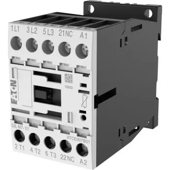 Eaton DILM7-01 kontaktor, 24 V AC spole, 3-polig, 7 A, 1 NC hjälpkontakt 276572