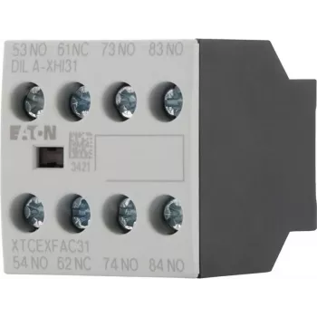 Eaton DILA-XHI31 hjälpkontaktblock, 3 NO + 1 NC, skruvklämmor, frontmontage, svart/vit 276427