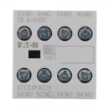 Eaton DILA-XHI31 hjälpkontaktblock, 3 NO + 1 NC, skruvklämmor, frontmontage, svart/vit 276427