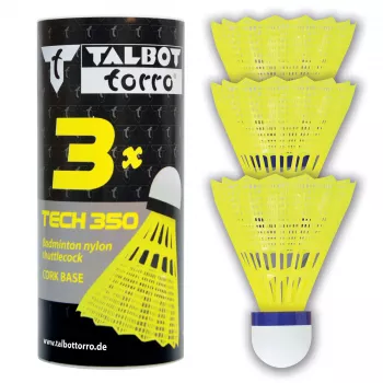 TALBOT torro Tech 350 nylonbadmintonfjäderboll, medelhastighet, gul/blå, 1 st 479113