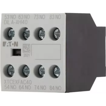 Eaton DILA-XHI40 hjälpkontaktblock, 4 NO, frontmontering, skruvklämmor, svart/vit 276428