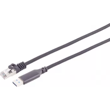 S CONN MAXIMUM CONNECTIVITY USB-A till RJ45 Gigabit Ethernet-adapterkabel, 3 m, svart 14-52045