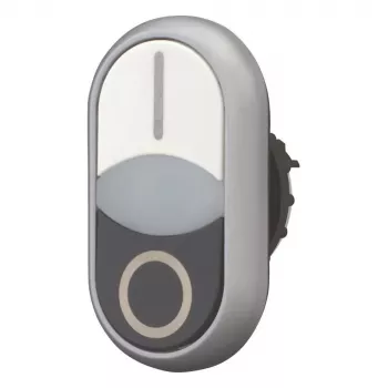 Eaton M22-DDLF-WS-X1 dubbeltryckknapp, flat, belyst, vit/svart, 1NO+1NC, skruvanslutning 284816
