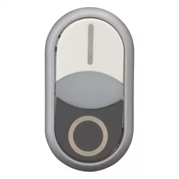 Eaton M22-DDLF-WS-X1 dubbeltryckknapp, flat, belyst, vit/svart, 1NO+1NC, skruvanslutning 284816