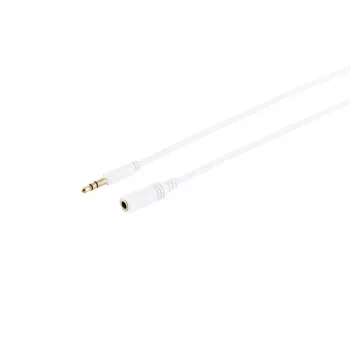 S CONN MAXIMUM CONNECTIVITY 33982-W Super Slim 3,5 mm stereo ljudförlängningskabel, kontakt till uttag, förgylld, vit, 1,5 m