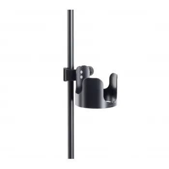 K&M 16018-000-55 dryckeshållare för stativ, skruvklämma, passar rör upp till 30 mm, håller muggar upp till 85 mm, svart