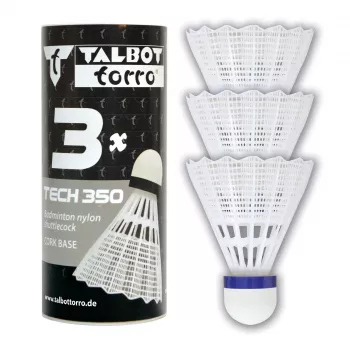 TALBOT TORRO Tech 350 Medium nylon badmintonfjäderboll, vit/blå, 1 st 479112