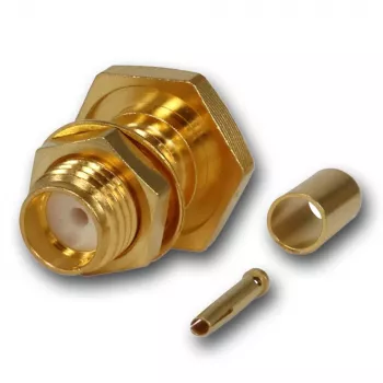 Telegärtner SMA-hona crimp inbyggnadshona för RG-316/U, förgylld, 50 ohm, DC-6 GHz J01151A0001Z