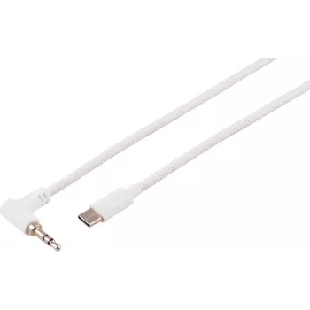 S CONN MAXIMUM CONNECTIVITY USB-C-ljudkabel, 3,5 mm vinklad kontakt, TRS, vit, 2 m (14-06036)