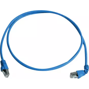 Telegärtner Cat 6A S/FTP patchkabel, PiMF, blå, 2,0 m, ena änden vinklad L00001A0159