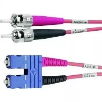 Telegärtner ST till SC duplex multimode OM4 fiberpatchkabel, 50/125µm, 3m, aqua L00892A0072