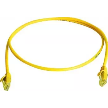 Telegärtner 100008205 RJ45-patchkabel, CAT 5e, 1,0 m, flamhärdig, med böjskyddshylsa, gul