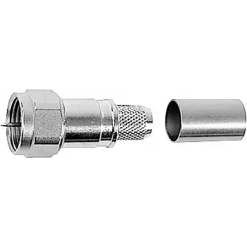 Telegärtner F-kontakt, rak, 75 ohm, crimp/skruv, nicklad mässing, för RG59/RG6 J01600A0009
