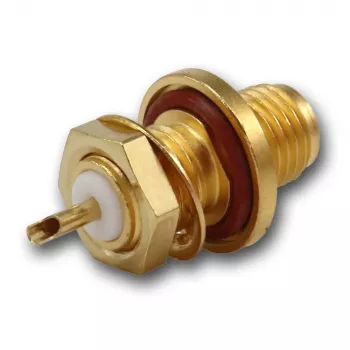 Telegärtner SMA inbyggnadsuttag, frontmontering, tätningsring, Z27, guld, 5-pack (J01151A1081)