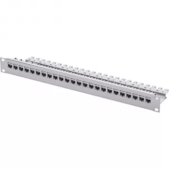 Telegärtner 24-port Cat.6 UTP patchpanel, 1U 19 inch rackmonterbart, ljusgrå RAL 7035