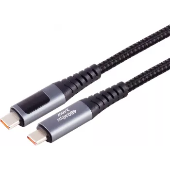 S CONN MAXIMUM CONNECTIVITY USB-C till USB-C laddningskabel, 240W PD, inbyggd display, 1 m 14-59025