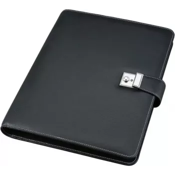 JÜSCHA Alassio A4 Document Folder with Ring Mechanism, Faux Leather, Black, 5 Document Sleeves 31514