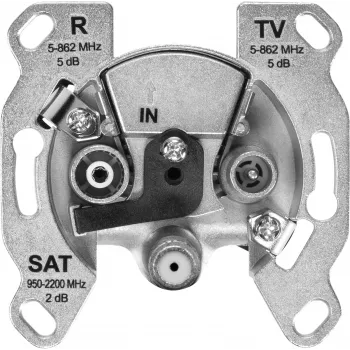 TechniSat TECHNIPRO SV600 V2 3-håls antennvägguttag med DC-diodavkoppling (TV, radio, SAT) 0004/3075