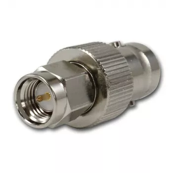 Telegärtner BNC-jack till SMA-kontakt HF-koaxialadapter, 50 Ohm, DC-4 GHz, nicklad mässing, J01008A0025