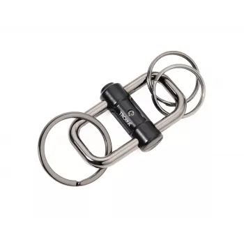 TROIKA 2-WAY KEY snabblås nyckelring, mattsvart metallgjutning med avtagbar delring (KR22-09/BK)