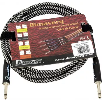 DIMAVERY instrumentkabel 3 m svart/silver förnicklade TS-telepluggar 26300051