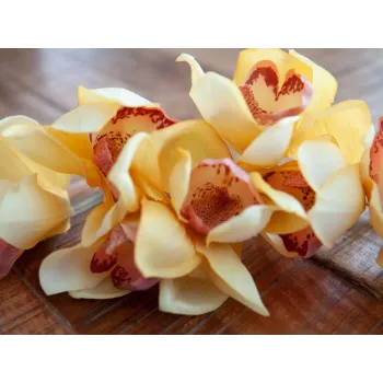 EUROPALMS konstgjord Cymbidium-kvist, gul, 90 cm 82530314