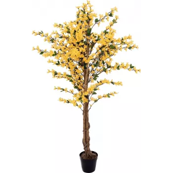 EUROPALMS Konstgjort forsythiaträd med 3 stammar, gult, 150 cm 82507102