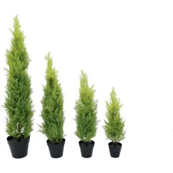 EUROPALMS Leylandcypress konstgjord växt, 120 cm, grönt bladverk, svart kruka 82606964