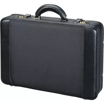 JÜSCHA ALASSIO laptop-dokumentväska med avtagbart laptopfodral, expanderbar, kombinationslås, svart nylon/konstläder (45039)