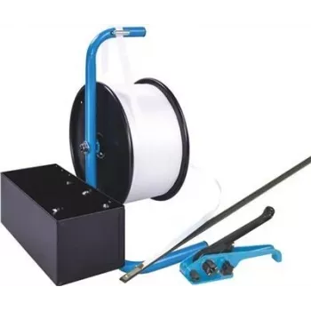 Banholzer&Wenz polyesterbandningsset med bärbar dispenser, 16 mm x 850 m, 1000 lås (17050)