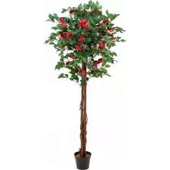 EUROPALMS kameliaträd röd med kruka, konstgjord växt, 180 cm 82507226