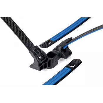 HellermannTyton 2-delat fästbuntband för 5,0-6,0 mm buntar, julgran-montering, PA66, svart, 40 mm längd 156-04098