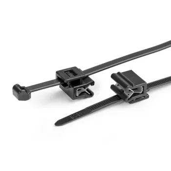 HellermannTyton T50ROSEC5A-PA66W-BK buntband med klämma, 200 mm x 4,6 mm, svart, 100 st 156-03219