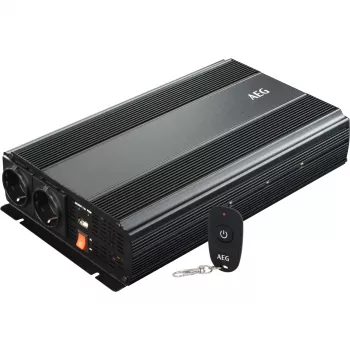 AEG växelriktare 1 500 W 12 V DC till 230 V AC med fjärrkontroll (10058)