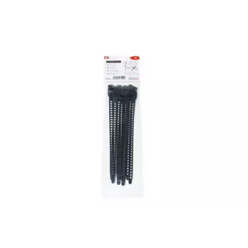 HellermannTyton SOFTFIX® återanvändbar buntband 260 mm x 11 mm, svart, 8-pack 115-11270