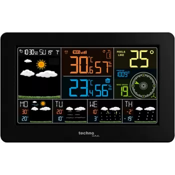Techno Line WD2700 WLAN-väderstation med 4-dygnsprognos, färgdisplay, inomhus-/utomhussensor