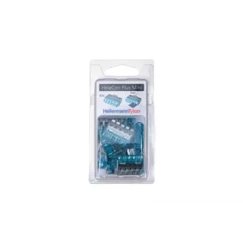 HellermannTyton HelaCon Plus Mini HCPM-5 5-polig push-in trådkoppling, blå/transparent, 10-pack 148-90057