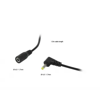 ALLNET DC-förlängningskabel 4,0 mm x 1,7 mm kontakt till uttag 1,5 m svart ALL-Adapt-Ext4.00-1500