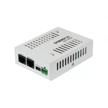 SYNERGY21 S21-3702 PoE+ till 24V DC konstantspänningsdrivdon, 24W, IEEE 802.3at, RJ45-ingång, skruvplintar