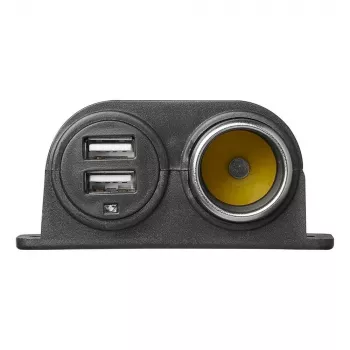 IWH 12/24V biluttag med 2 USB-portar, 4,2A total uteffekt (019010)