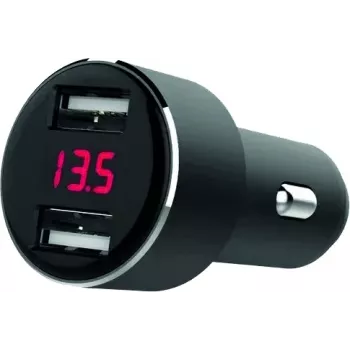 IWH dubbel USB billaddare med spänningsindikator 4,8A (019062)