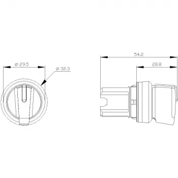 Siemens SIRIUS ACT 3SU1002-2BN10-0AA0 vridströmbrytardrift, 22mm, 3-läge, spärrad, kort vridhandtag, svart, belysningsbar