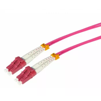 Tecline HD OM4 multimode fiberoptisk patchkabel, LC duplex till LC duplex, 50/125 µm, ljunglila, 25 m 798LL25