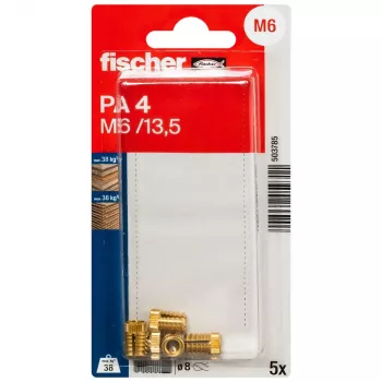 Fischer PA 4 M6/13,5 K NV mässingsplugg, 1 set (503785)