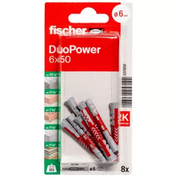 Fischer DuoPower 6 x 50 K NV universalplugg, 1 set (537650)
